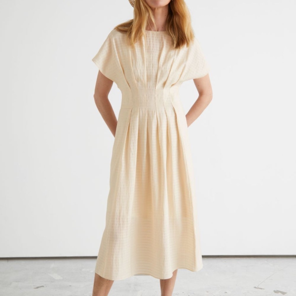 & Other Stories Linen Midi Dress Size 34 beige - Picture 2 of 9